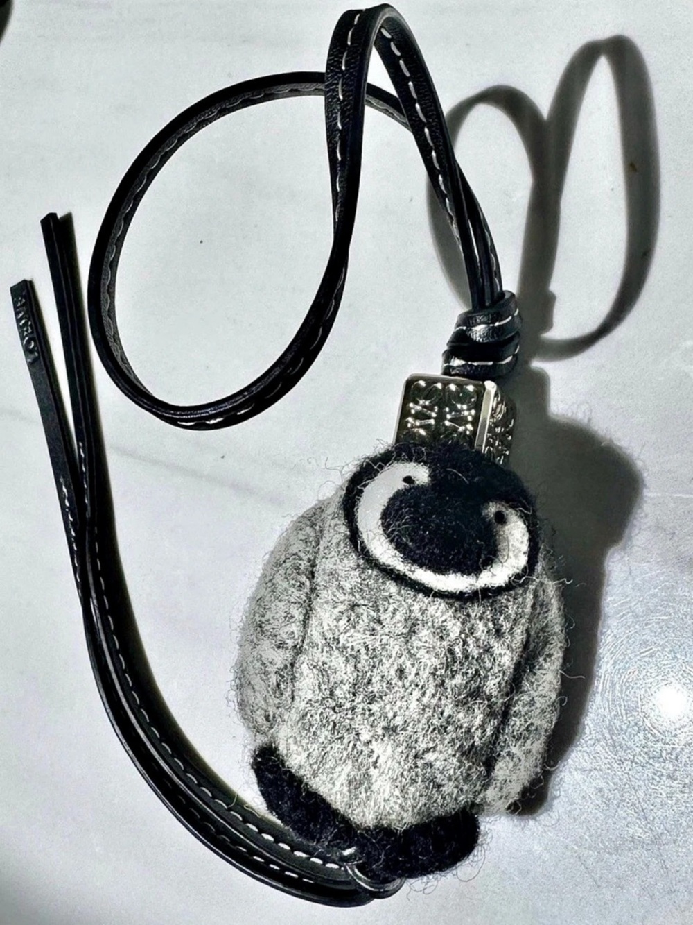 LOEWE Felt Penguin Bag Charm Key Chain Made In Spain Handbag Charm Authentic